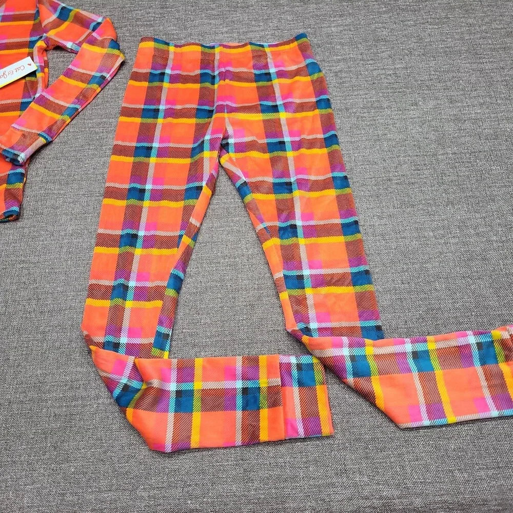 Cat & Jack Kids' Boys' Girls' Pajama Set Size 14 Pink Blue Plaid Snuggly Soft